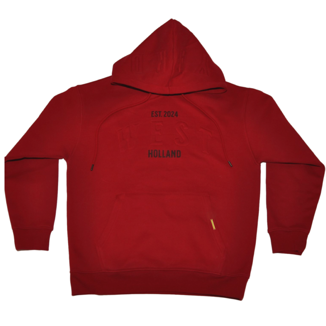 WESTYARD EMBOSSED HOODIE - RED