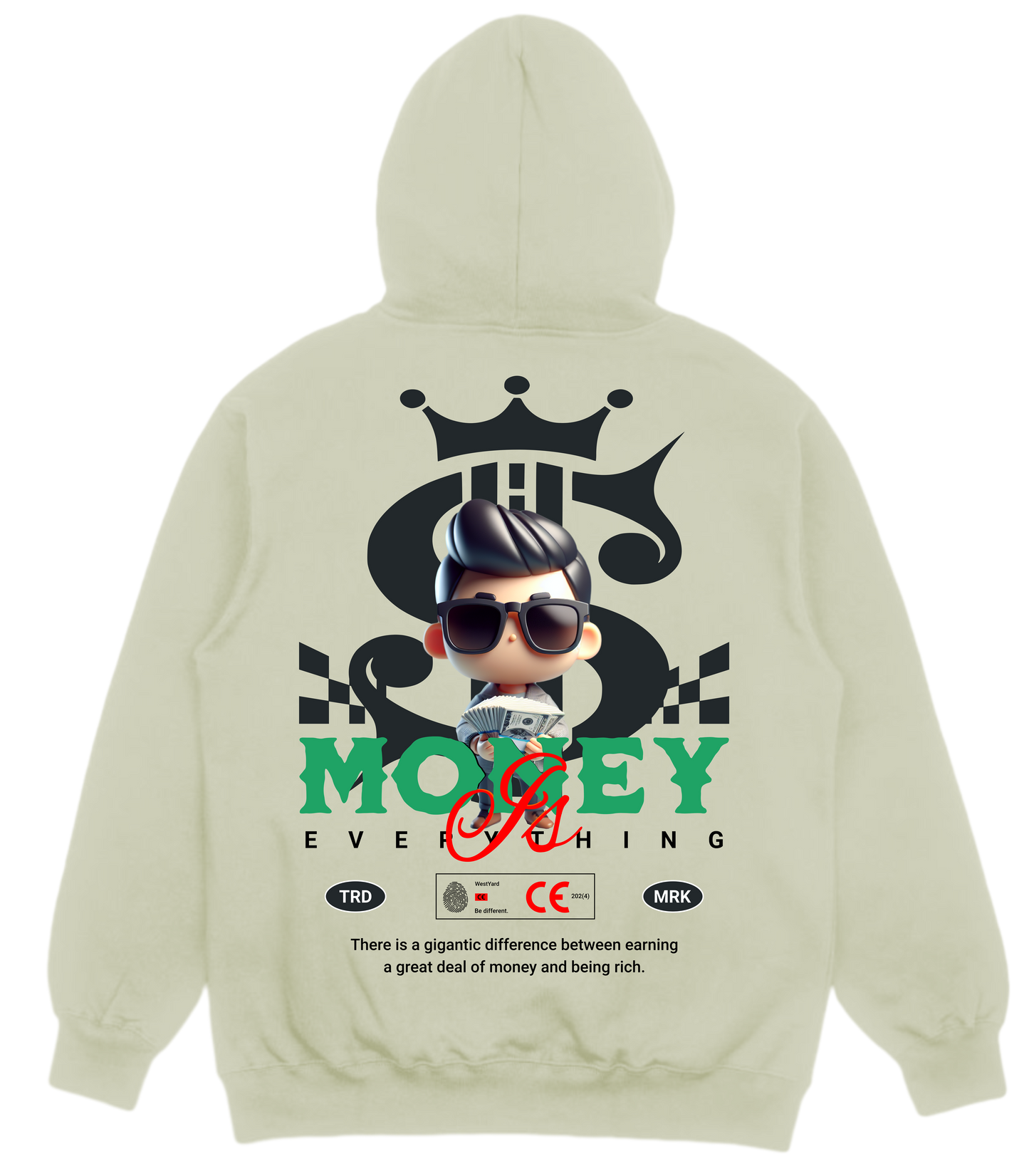 WESTYARD MONEY IS EVERYTHING HOODIE - GRIJS/GROEN